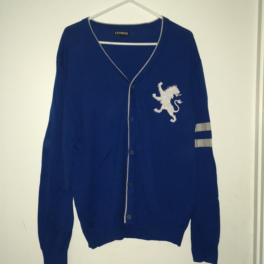 Blue Express Button Up Cardigan